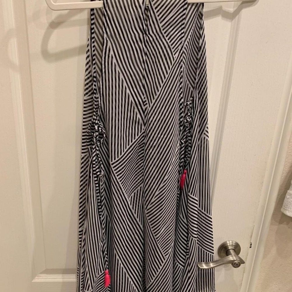 No Boundaries Bathing Suit Cover White and Black Stripe Open Sides Sz XL (15-17)